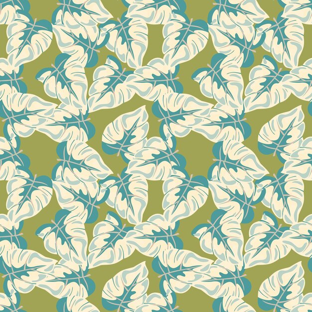 Vector stylized tropical leaves seamless pattern decorative leaf background