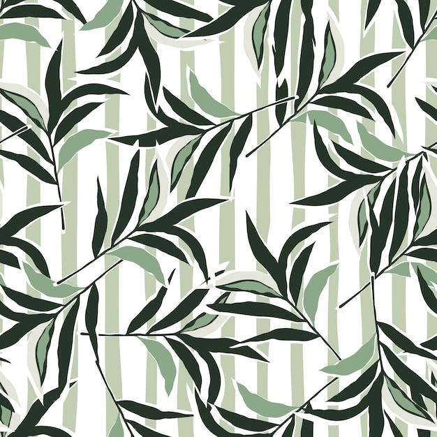 Stylized tropical palm leaves wallpaper Jungle palm leaf seamless pattern Design for fabric textile print wrapping cover Fashion vector illustration