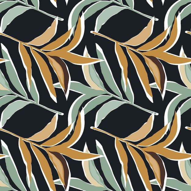 Стилизованные тропические пальмовые листья обои Бесшовный узор из пальмовых листьев джунглей Дизайн для тканевой текстильной печати оберточной обложки Векторная иллюстрация моды