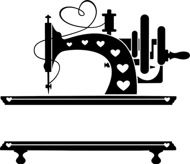 Vettore immagine vettoriale stilizzata di una macchina da cucire d'epoca
