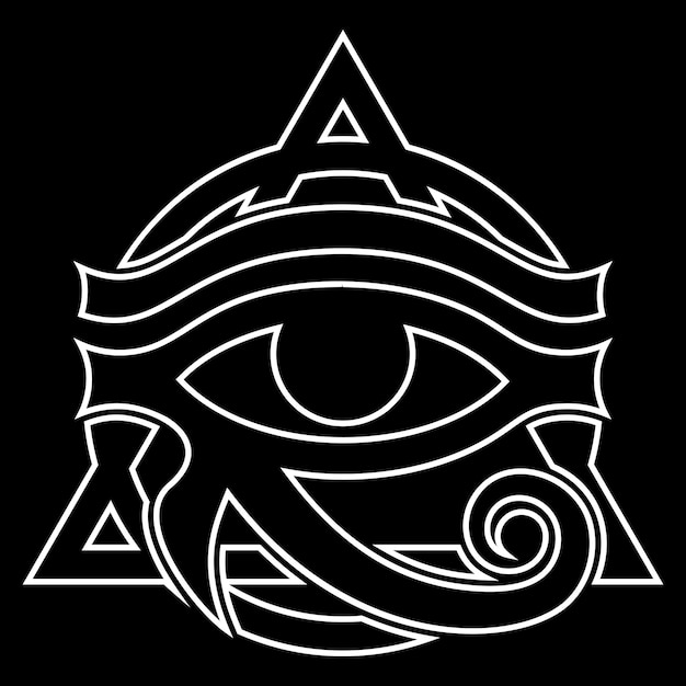 Vector stylized white eye of horus on a black background vector monochrome illustration element for design