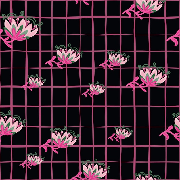 スタイライズされた野生花のシームレスパターン 装飾的なナイブフラワー 植物背景 織物デザイン 維印刷 包装紙 カバー ベクトルイラスト
