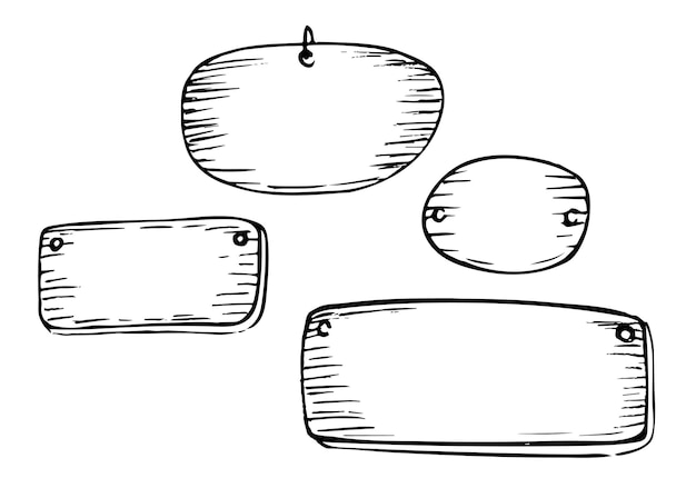 釘で様式化された木の板。 Doodle は、角が丸い長方形のボードです。テキスト用ボード