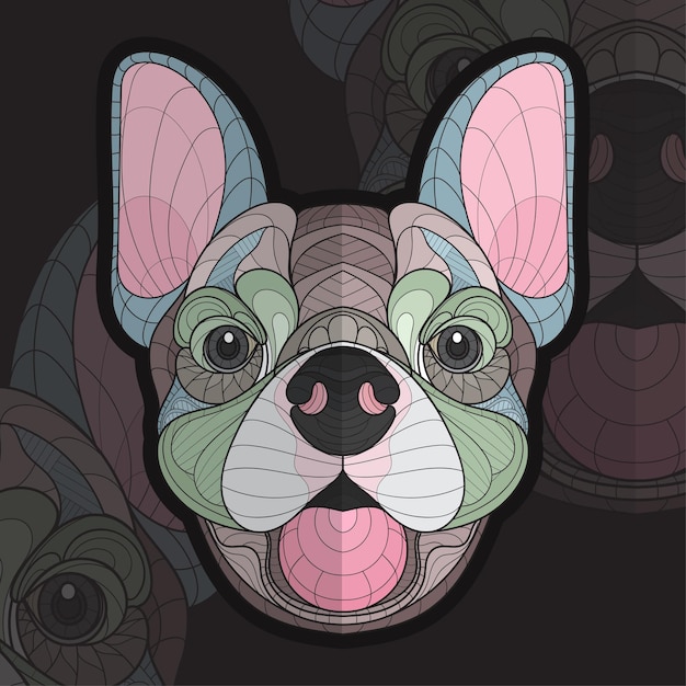 Vector stylized zentangle animal coloring puppy illustration