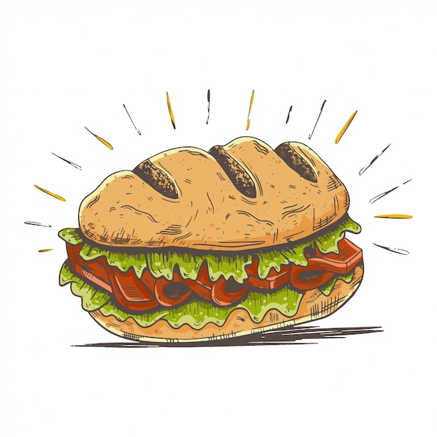 Sub burger cartoon illustration
