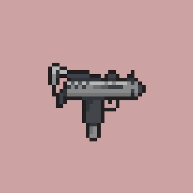 Пистолет-пулемет в стиле пиксель-арт