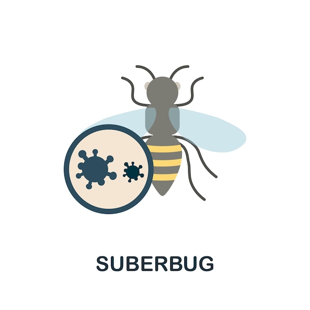 Suberbug flat icon Colored sign from antibiotic resistance collection Creative Suberbug icon illustration for web design infographics and more