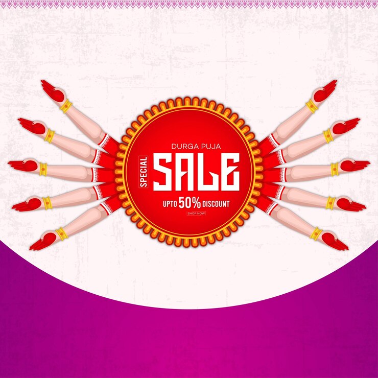 वेक्टर subha saradiya durga ten hands in durga puja sale poster