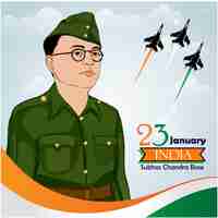 Vector subhas chandra bose jayanti poster for 23 january