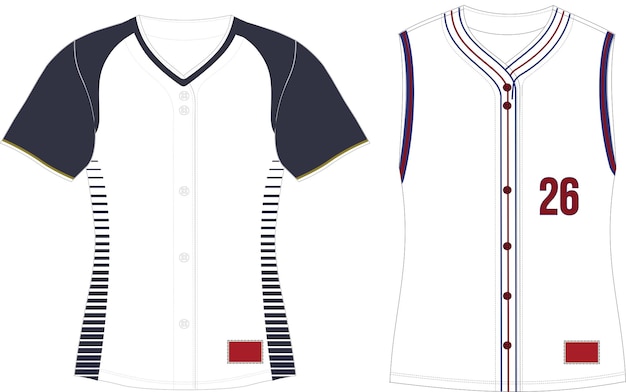 Vector sublimated softball full button jersey two button jersey v neck jersey