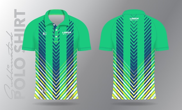 Vector sublimation blue green and yellow polo shirt mockup template design