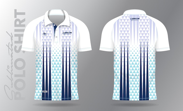 ベクトル スポーツユニフォームのスブリメーションブルーポロシャツモックアップテンプレートデザイン