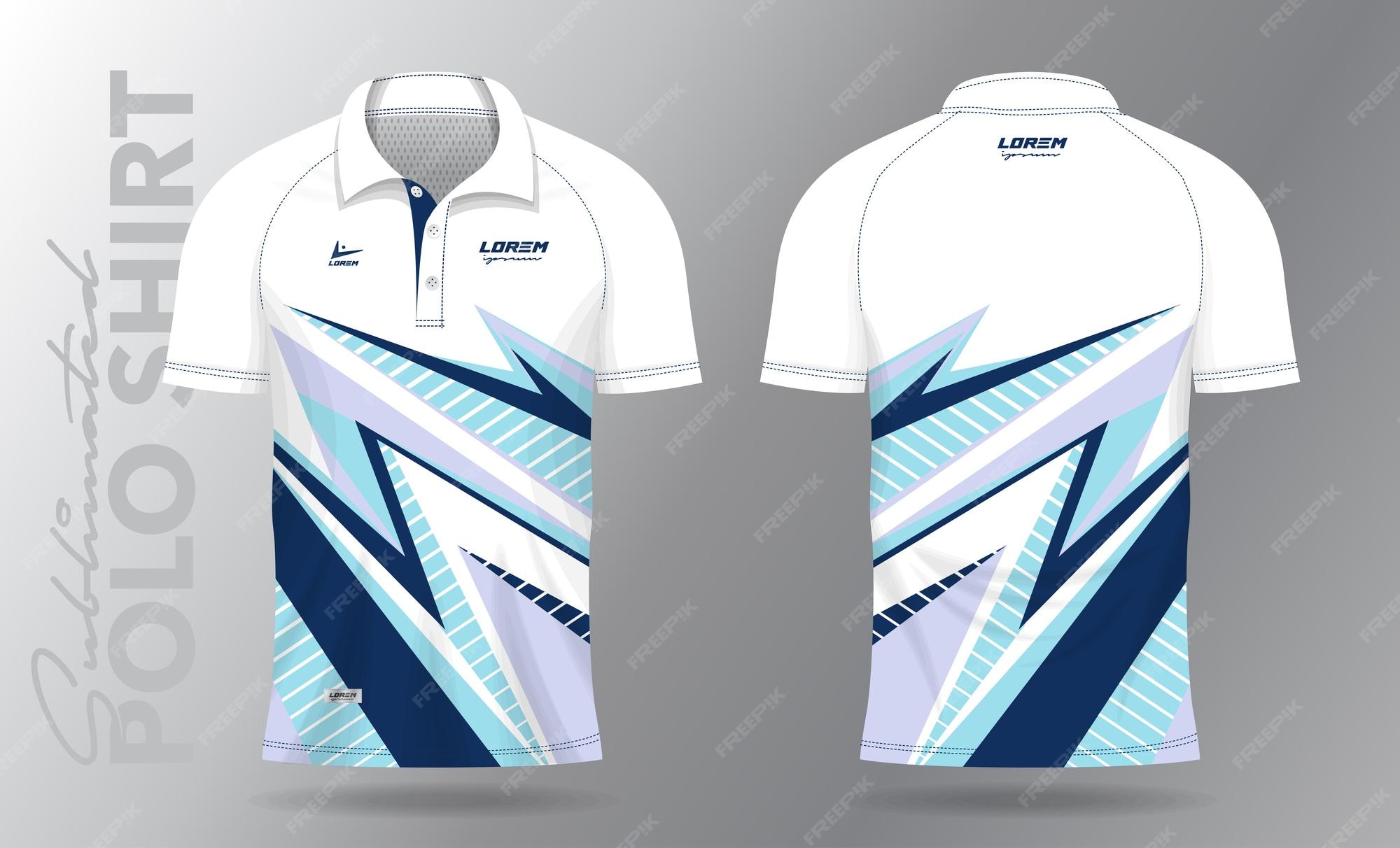 Premium Vector | Sublimation blue polo shirt mockup template design for ...