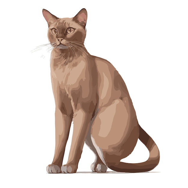 Sublime Burmese Cat Illustration Vector Drawing with Editable Layers Fully Editable Vector Drawing