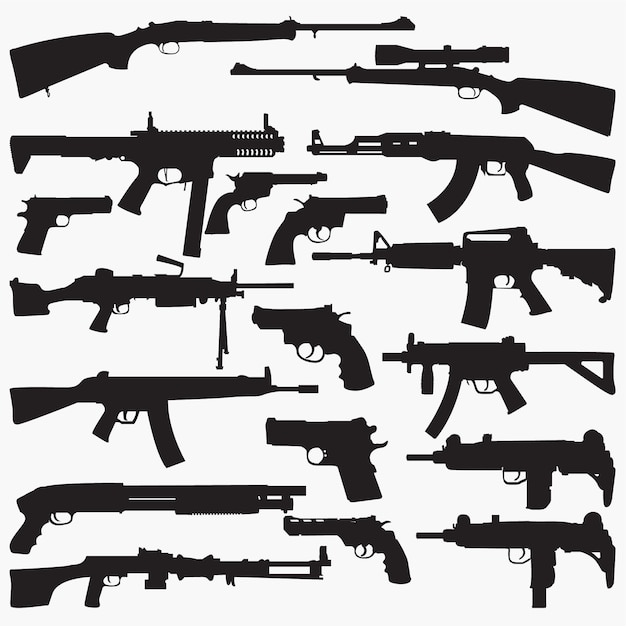 Submachine Guns Silhouettes