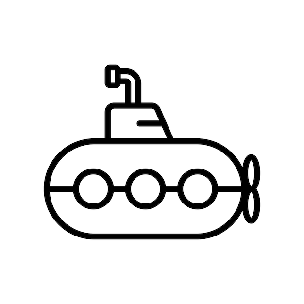 白い背景の潜水艦アイコン ベクトル デザイン テンプレート