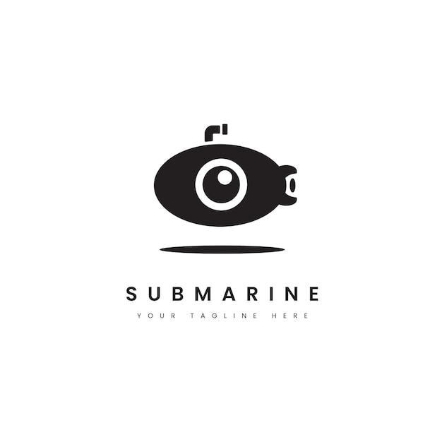 潜水艦のロゴ 海洋テーマのロゴのためのシンプルなウィンドウを持つ潜水艦