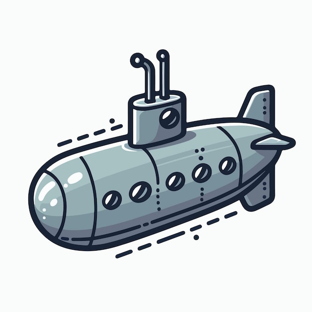 Вектор Подводный подводный военный корабль иллюстрация икона мультфильма