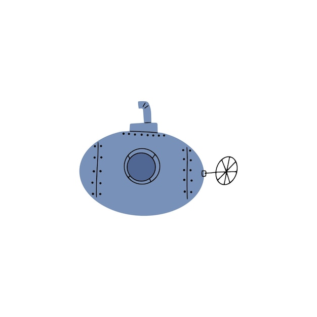 Vector submarine underwater transport sea life design vector illustration in scandinavian style