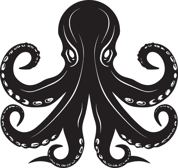 Погруженная симфония Эмблематическая икона осьминога Серпентинная всасывающая логотип Векторная икона