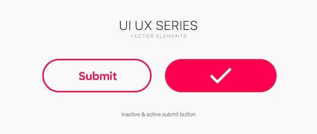 Submit buttons for UI UX, mobile app. Hand click approve sign. True symbol.