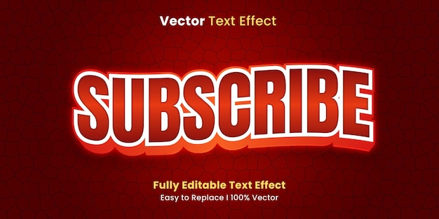 Subscribe 3D Editable Text Effect on red background