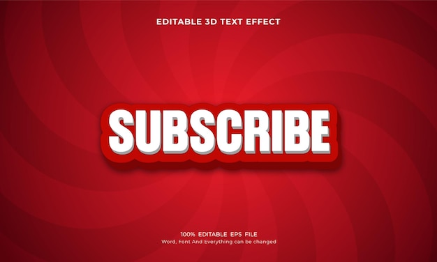 Subscribe 3d editable text effect template Premium Vector