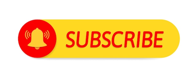 Vector subscribe banner yellow and red social media button subscribe to channel blog newsletter bell icon