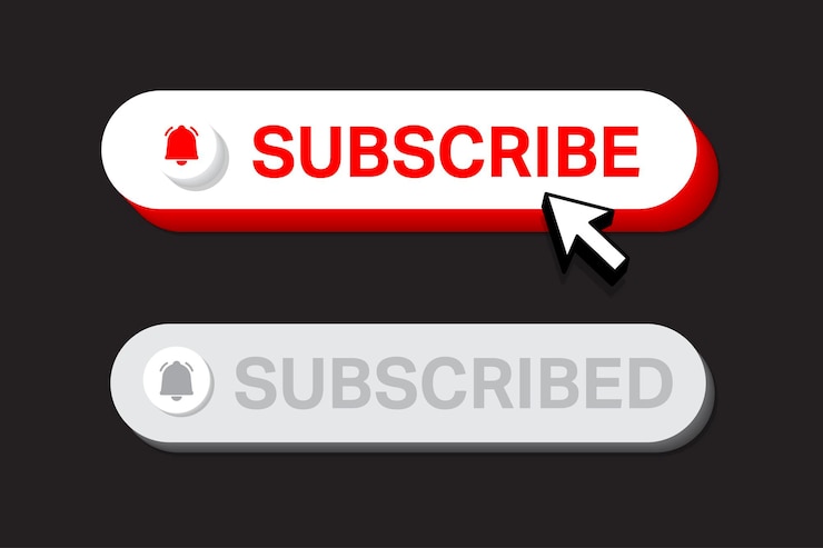 Vector subscribe, bell button. red button subscribe to channel, blog. social media button graphic user inte