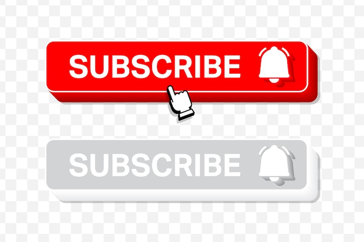 Vector subscribe, bell button. red button subscribe to channel, blog. social media button graphic user inte