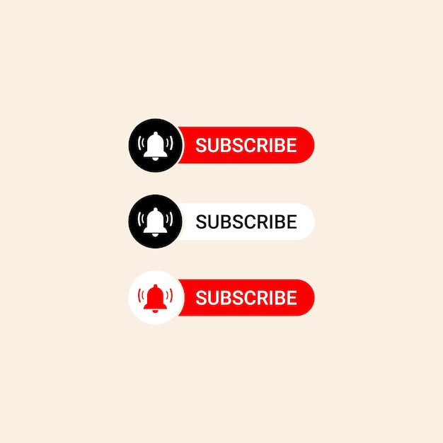 Bottone di subscrizione per il canale youtube isolato su un'illustrazione vettoriale di sfondo morbido