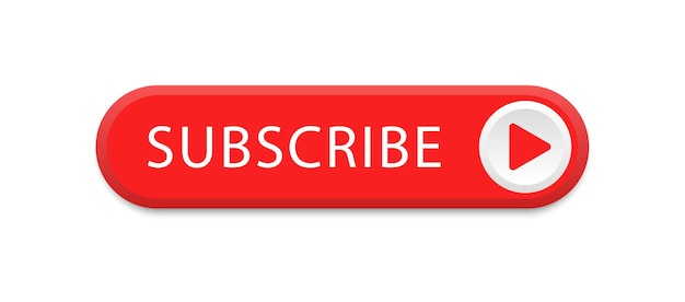 Vector subscribe button clicking red subscribe button with bell and hand cursor