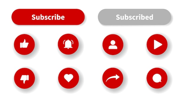 Subscribe button collection vector illustration social media symbol set