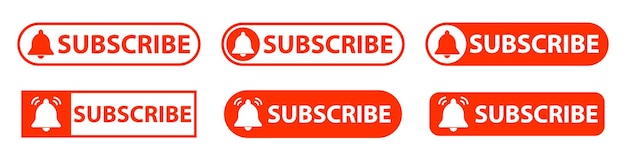 Subscribe button. Set of red subscribe button template. Vector illustration