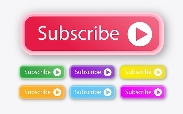 Subscribe button set trendy style for channel blog vlog social media motion marketing isolated on white background Vector 10 eps