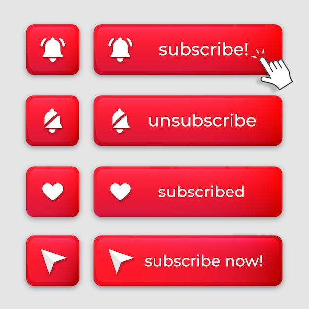 Vector subscribe button set