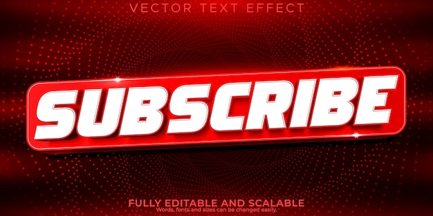 Subscribe button text effect editable red social media font style