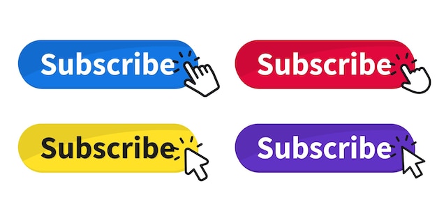 Subscribe button with cursor. Buttons Like, comment and dislike. Blogging, promotion, subscribe to channel, blog. Subscribe on channel. Live video streaming Notification or Message bell icon