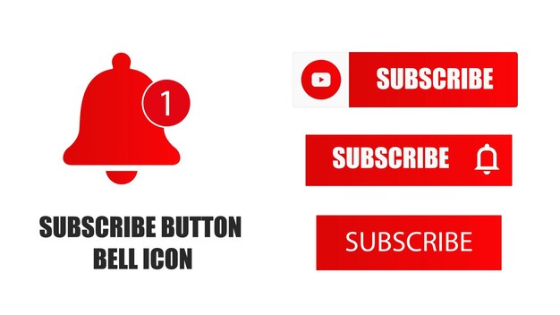 Subscribe buttons. Video channel interacting UI element with different design template, subscription