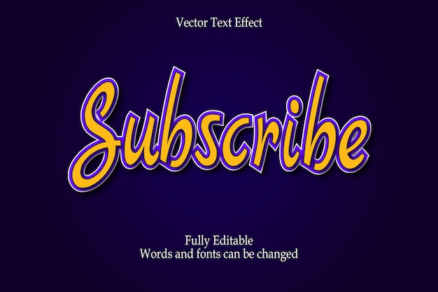 Vector subscribe editable text effect