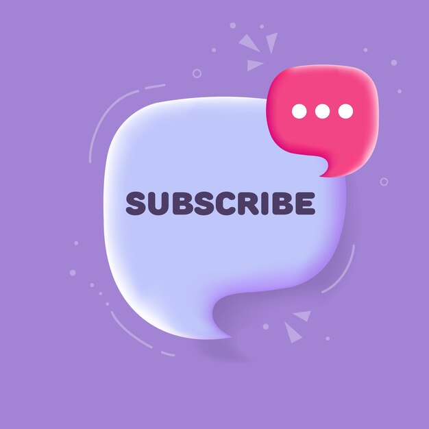 Subscribe Flat purple speech bubble subscribe Vector illustration