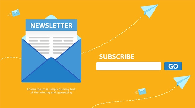 Vector subscribe form for registering a mailing list on the website interface template signup