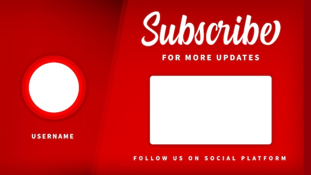 Vector subscribe for more upload screen red theme channel end card