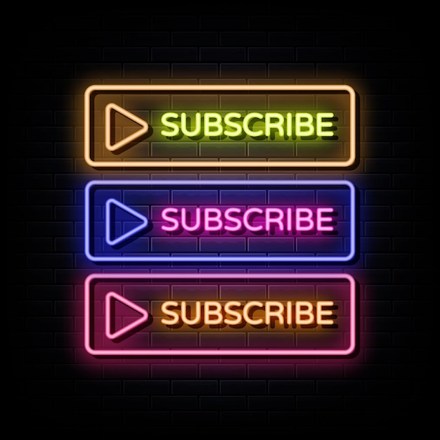 Subscribe neon signs   Design template neon sign