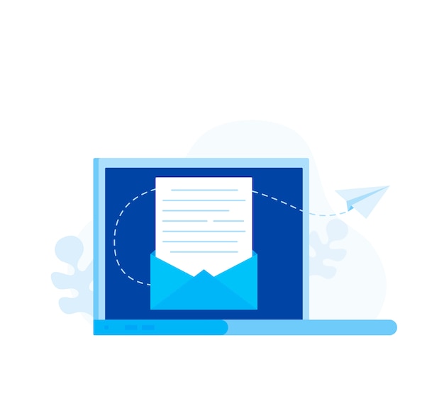 Iscriviti al concetto di newsletter. apri il messaggio con il documento. icona di aeroplani di carta. illustrazione vettoriale moderno stile piatto