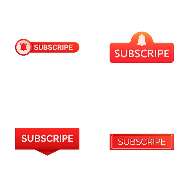 Vector subscribe now icons set cartoon vector red subscribe button