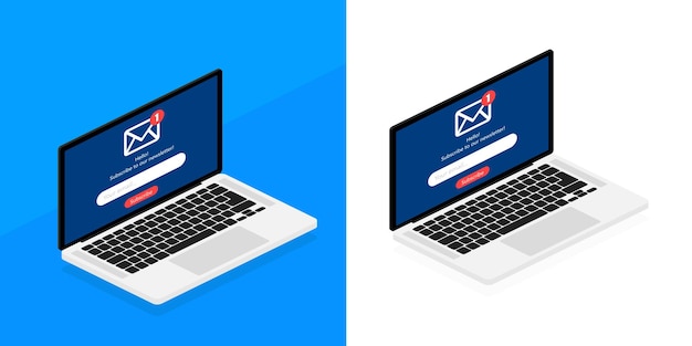 Subscribe to our newsletter form sign up form with envelope email sign vector illustration