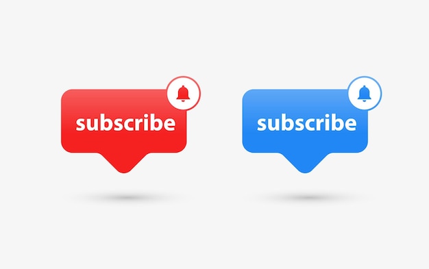 Vector subscribe speech bubble button with notification bell icon subscription banne