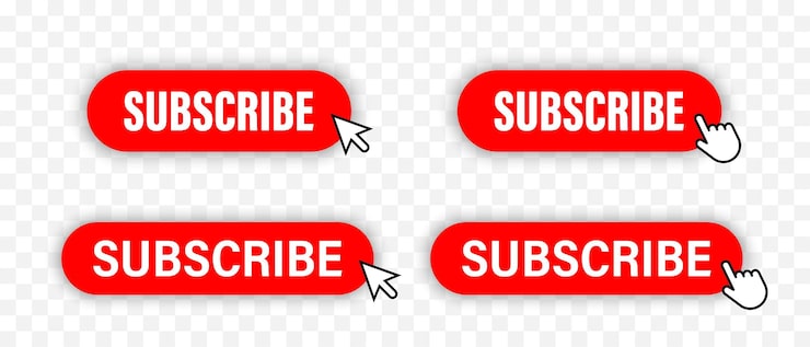 Vector subscribe subscribe buttons collection red buttons subscribe of channel subscribe button set isolated on transparent background cursor clicking on web button vectorv