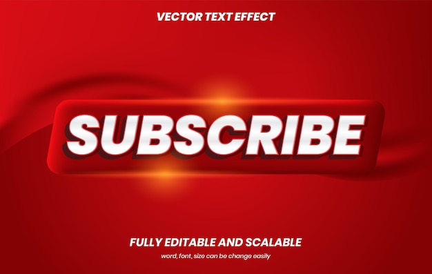 Subscribe text effect vector art on red button adn red curtain